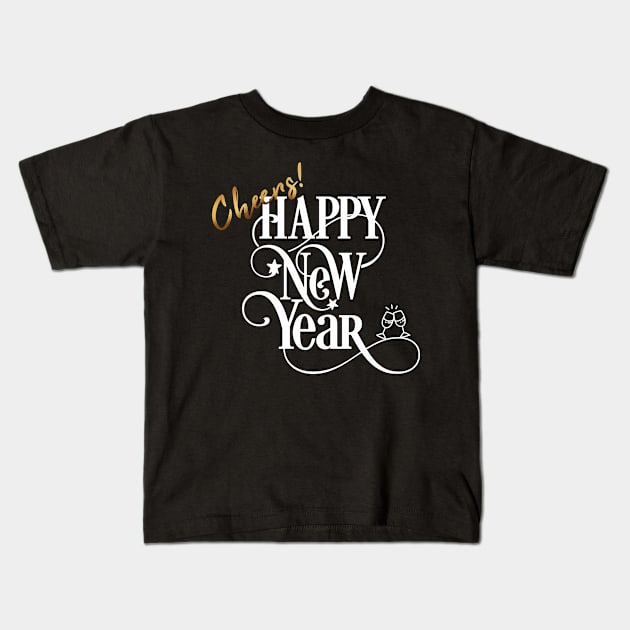 Cheers Happy New Year Kids T-Shirt by TextureMerch